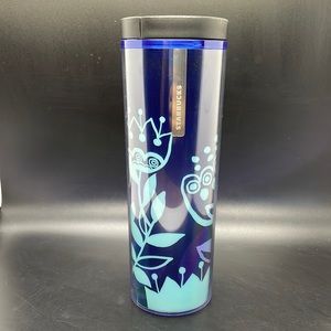 NWT Starbucks 2013 Blue Poppy Flower travel tumbler 16oz